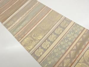 横段に名物裂模様織出し全通袋帯